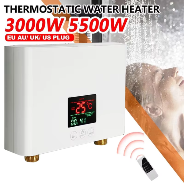 110V/220V Instant Water Heater 3000W/5500W Wall-Mounted Electric Heaters for Bathroom Hot Water Shower and Home Kitchen Heating - Afbeelding 3